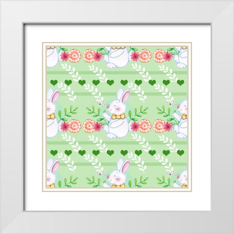 Bunny And Butter Pattern White Modern Wood Framed Art Print with Double Matting by Wade, Valarie