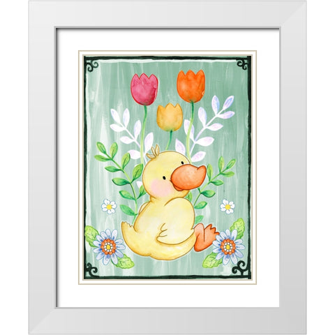 Duckie White Modern Wood Framed Art Print with Double Matting by Wade, Valarie