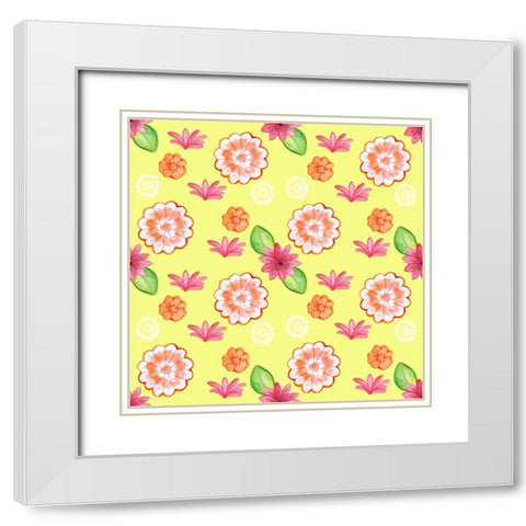 Flower Pattern White Modern Wood Framed Art Print with Double Matting by Wade, Valarie