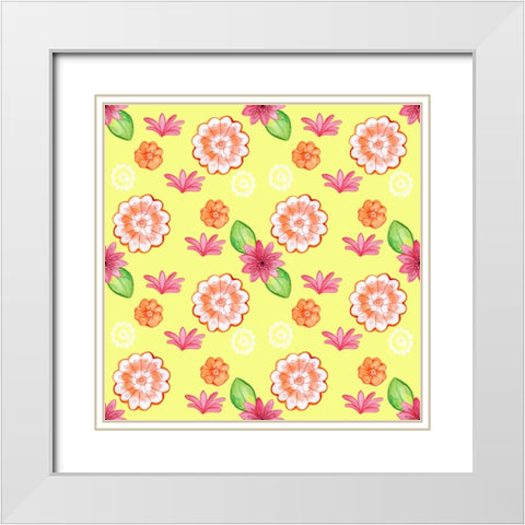 Flower Pattern White Modern Wood Framed Art Print with Double Matting by Wade, Valarie