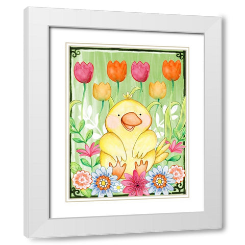 Just Duckie White Modern Wood Framed Art Print with Double Matting by Wade, Valarie