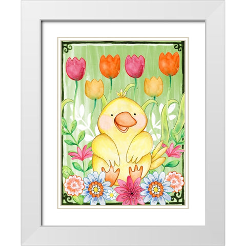 Just Duckie White Modern Wood Framed Art Print with Double Matting by Wade, Valarie