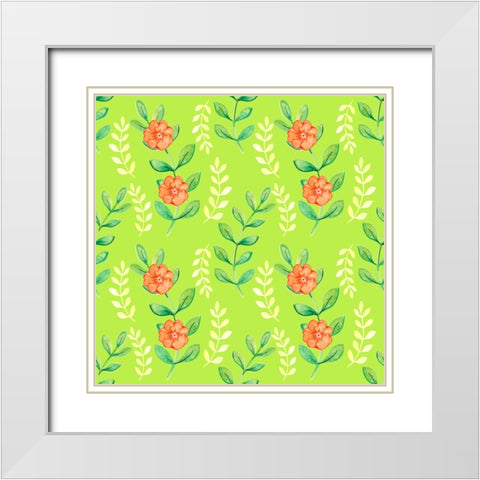 Stem And Flower Pattern White Modern Wood Framed Art Print with Double Matting by Wade, Valarie