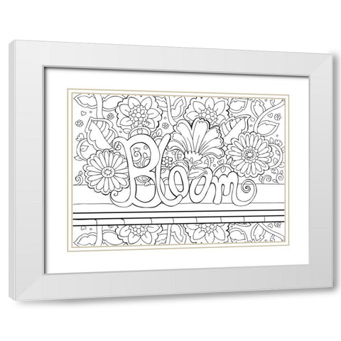 Bloom Line Art White Modern Wood Framed Art Print with Double Matting by Wade, Valarie