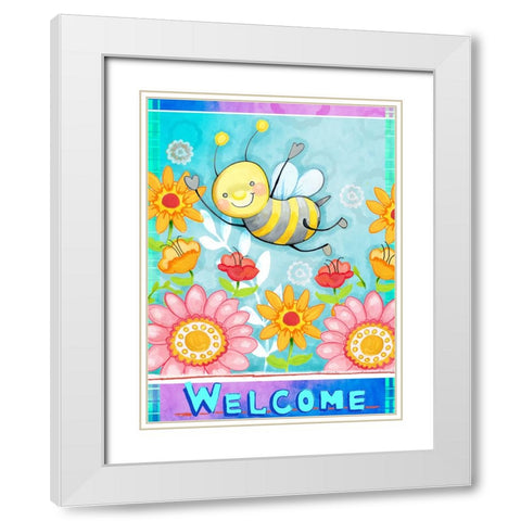 Buzzin White Modern Wood Framed Art Print with Double Matting by Wade, Valarie