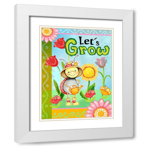 Lets Grow White Modern Wood Framed Art Print with Double Matting by Wade, Valarie
