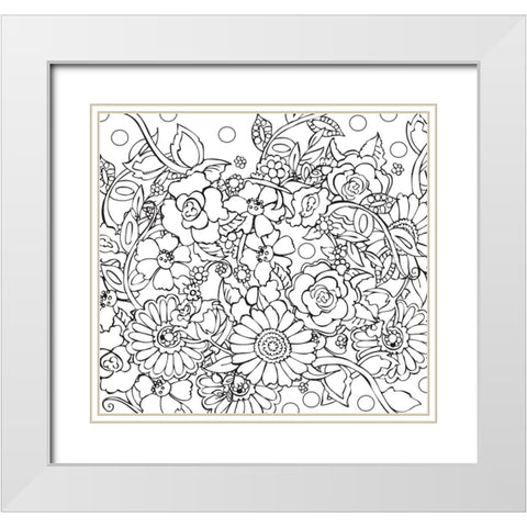 Floral Confusion White Modern Wood Framed Art Print with Double Matting by Wade, Valarie
