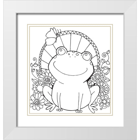 Froggie Friends White Modern Wood Framed Art Print with Double Matting by Wade, Valarie