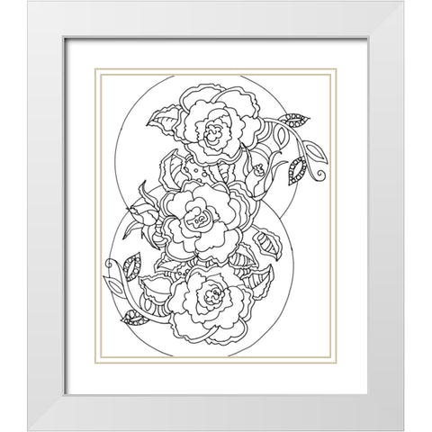 Roses White Modern Wood Framed Art Print with Double Matting by Wade, Valarie