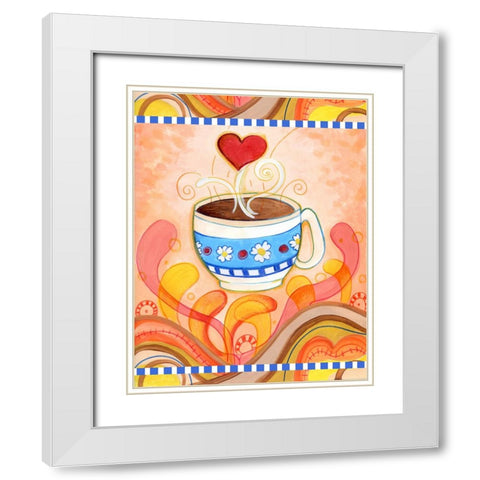 Cup Of Love White Modern Wood Framed Art Print with Double Matting by Wade, Valarie