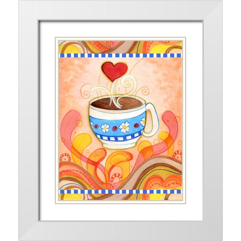 Cup Of Love White Modern Wood Framed Art Print with Double Matting by Wade, Valarie