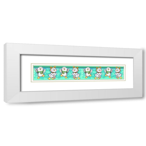 Penguin Border White Modern Wood Framed Art Print with Double Matting by Wade, Valarie