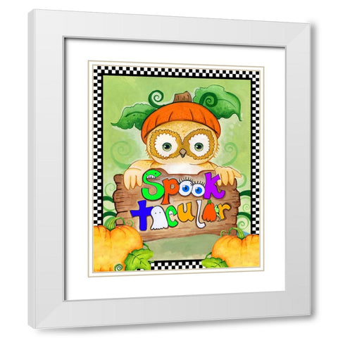 Spooktacular Owl White Modern Wood Framed Art Print with Double Matting by Wade, Valarie