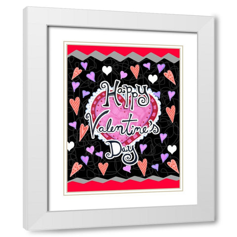 Lots of Hearts White Modern Wood Framed Art Print with Double Matting by Wade, Valarie