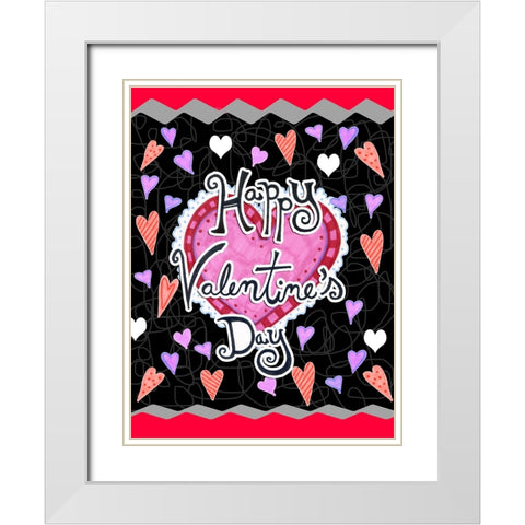 Lots of Hearts White Modern Wood Framed Art Print with Double Matting by Wade, Valarie