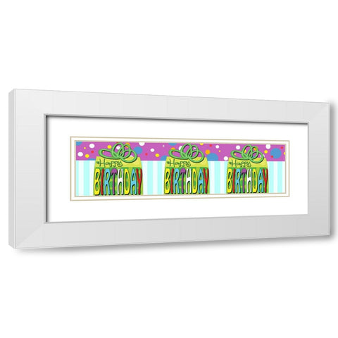 Birthday Gift Table Runner White Modern Wood Framed Art Print with Double Matting by Wade, Valarie