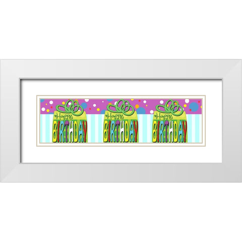 Birthday Gift Table Runner White Modern Wood Framed Art Print with Double Matting by Wade, Valarie