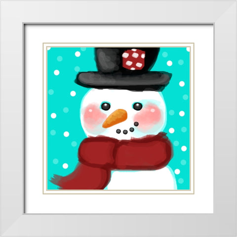 Snowman White Modern Wood Framed Art Print with Double Matting by Wade, Valarie
