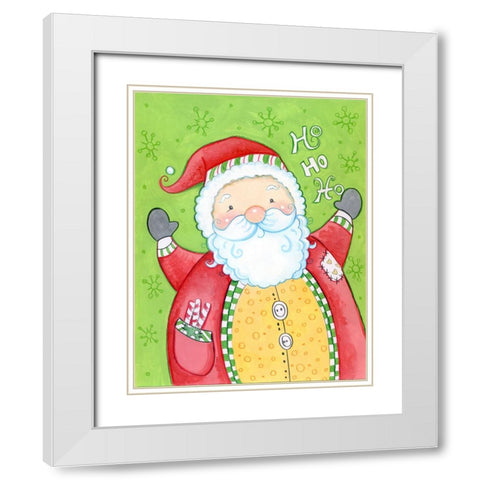 Happy Santa White Modern Wood Framed Art Print with Double Matting by Wade, Valarie