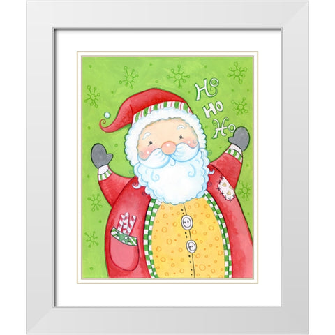 Happy Santa White Modern Wood Framed Art Print with Double Matting by Wade, Valarie