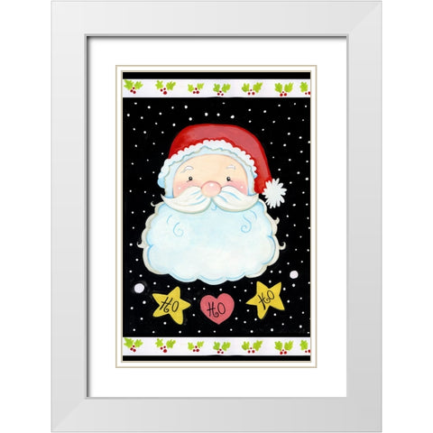 Ho Ho Santa Claus White Modern Wood Framed Art Print with Double Matting by Wade, Valarie