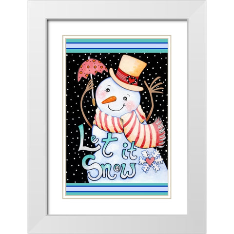 Snow Umbrella White Modern Wood Framed Art Print with Double Matting by Wade, Valarie