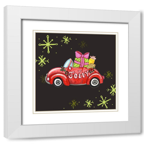 Jolly Car White Modern Wood Framed Art Print with Double Matting by Wade, Valarie