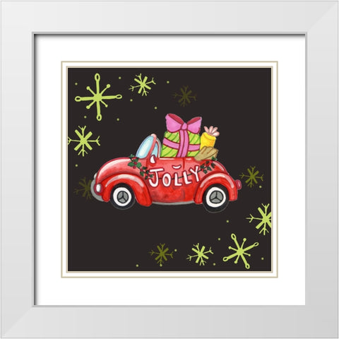 Jolly Car White Modern Wood Framed Art Print with Double Matting by Wade, Valarie