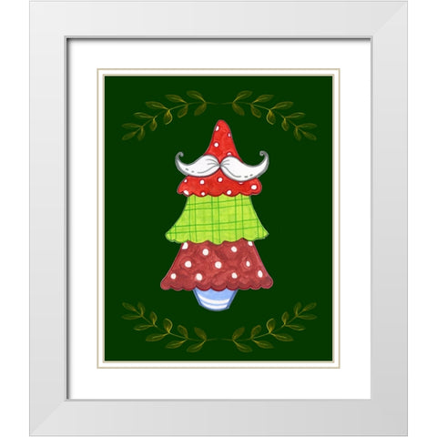 Oh Moustache Tree White Modern Wood Framed Art Print with Double Matting by Wade, Valarie