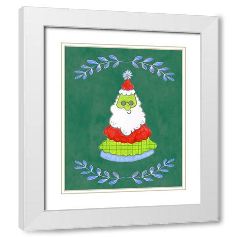 Oh Santa Tree White Modern Wood Framed Art Print with Double Matting by Wade, Valarie