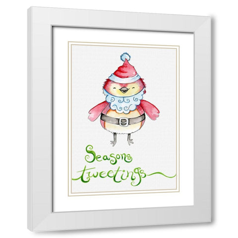 Santa Tweet White Modern Wood Framed Art Print with Double Matting by Wade, Valarie