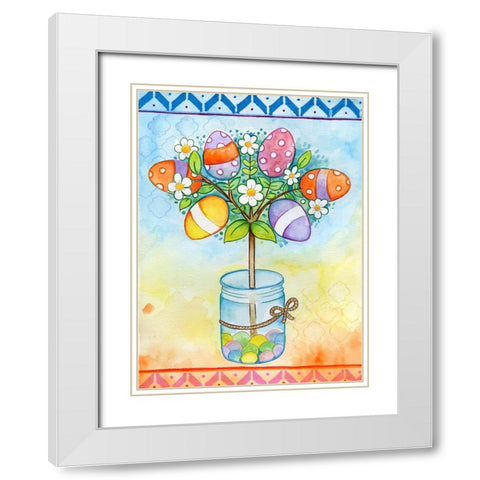 Egg Tree White Modern Wood Framed Art Print with Double Matting by Wade, Valarie