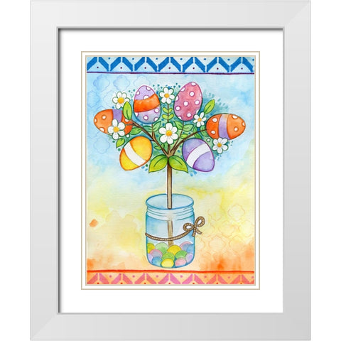Egg Tree White Modern Wood Framed Art Print with Double Matting by Wade, Valarie