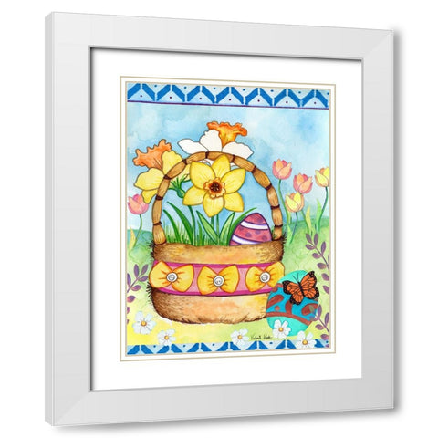 Basket White Modern Wood Framed Art Print with Double Matting by Wade, Valarie