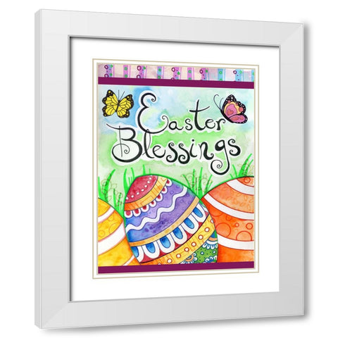 Easter Eggs White Modern Wood Framed Art Print with Double Matting by Wade, Valarie