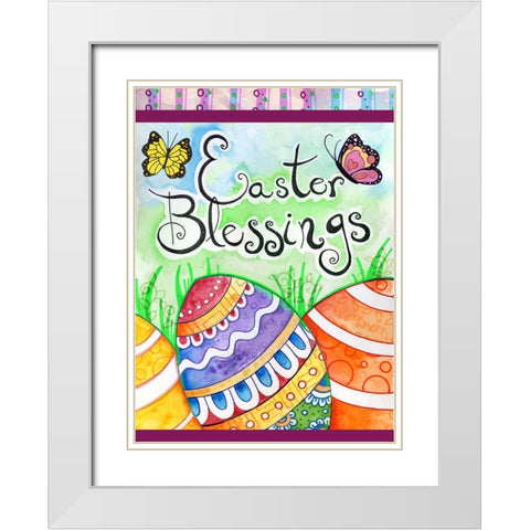 Easter Eggs White Modern Wood Framed Art Print with Double Matting by Wade, Valarie
