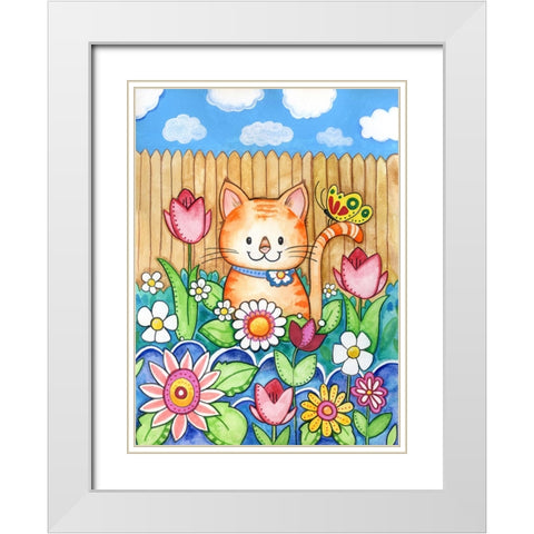 Flower Garden White Modern Wood Framed Art Print with Double Matting by Wade, Valarie