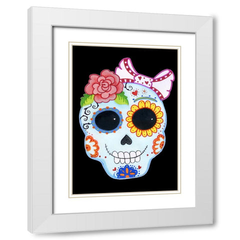 Sugar Skull White Modern Wood Framed Art Print with Double Matting by Wade, Valarie