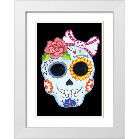 Sugar Skull White Modern Wood Framed Art Print with Double Matting by Wade, Valarie