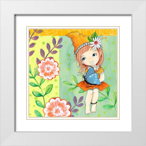 Butterfly Garden White Modern Wood Framed Art Print with Double Matting by Wade, Valarie