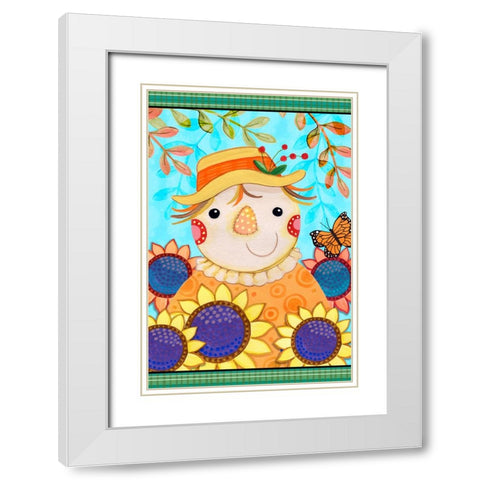 Happy Scarecrow White Modern Wood Framed Art Print with Double Matting by Wade, Valarie
