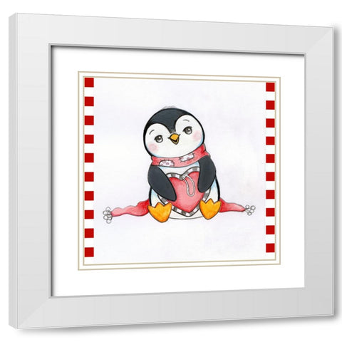 Heart Ornament White Modern Wood Framed Art Print with Double Matting by Wade, Valarie