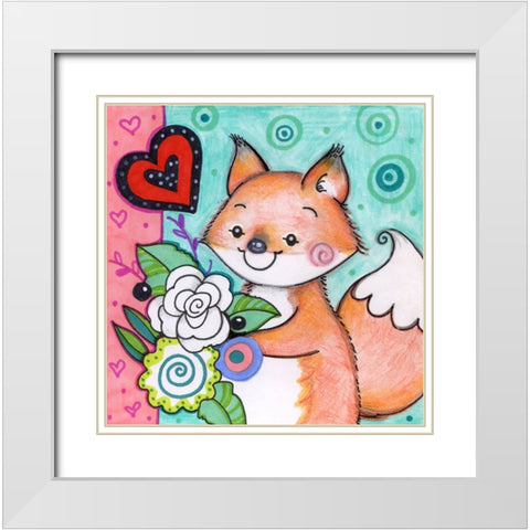 Flowers For Fox White Modern Wood Framed Art Print with Double Matting by Wade, Valarie