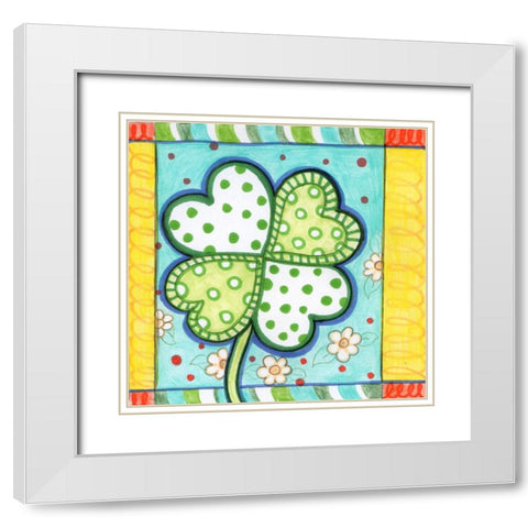 Polka Dot Clover White Modern Wood Framed Art Print with Double Matting by Wade, Valarie