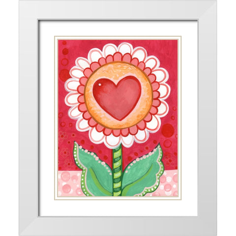 Love Flower White Modern Wood Framed Art Print with Double Matting by Wade, Valarie