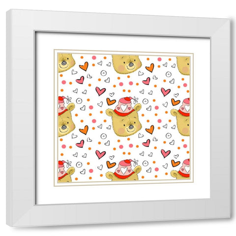 Happy Bear White Modern Wood Framed Art Print with Double Matting by Wade, Valarie