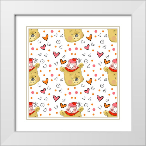 Happy Bear White Modern Wood Framed Art Print with Double Matting by Wade, Valarie