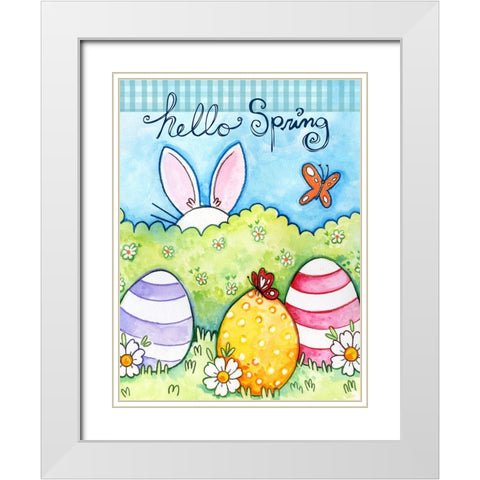 Hello Spring 2 White Modern Wood Framed Art Print with Double Matting by Wade, Valarie