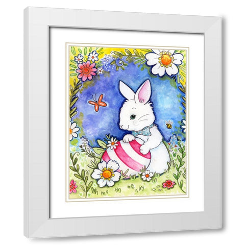 Spring Bunny 2 White Modern Wood Framed Art Print with Double Matting by Wade, Valarie