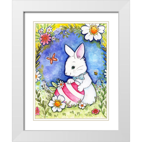 Spring Bunny 2 White Modern Wood Framed Art Print with Double Matting by Wade, Valarie